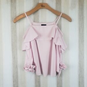 Topshop Pinstripe Cold Shoulder Top Pink Size‎ 4